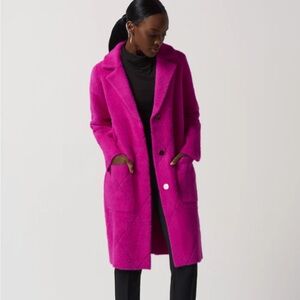 Joseph Ribkoff Notched Collar Coat Hot Pink Size Large
